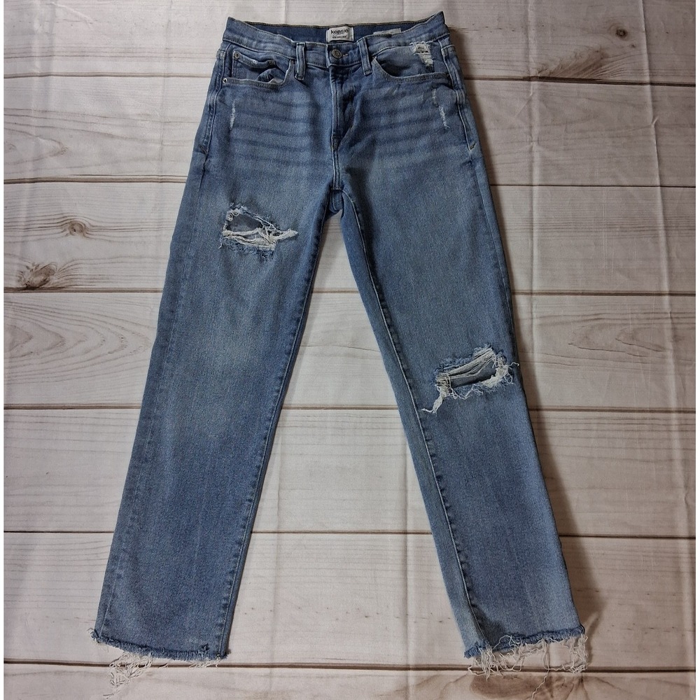 Kensie The Slim Vintage Luxe Jeans Women's 2/26 Distressed Medium Wash W26 L27